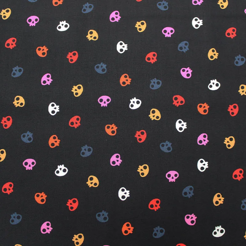 100% Cotton - Black- Tiny Skulls