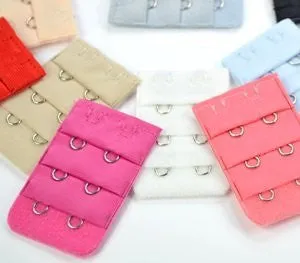 17 pcs Assorted Colors Women 2-Hook 3 Rows Spacing Bra Extender Strap