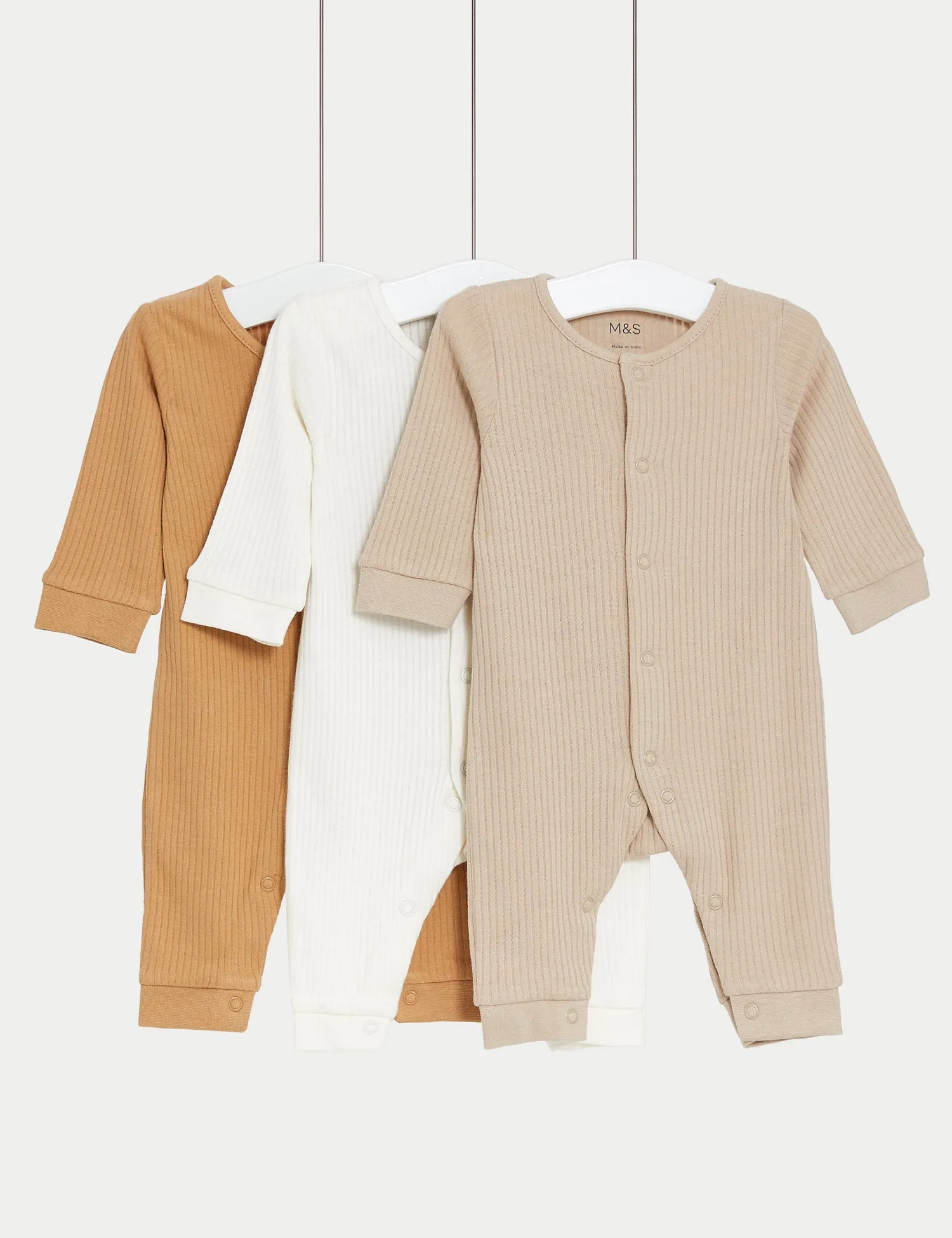 3pk Pure Cotton Sleepsuits