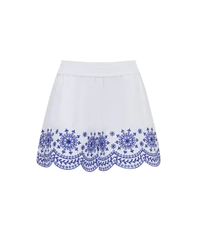 Alissa Cotton Embroidered Shorts - White