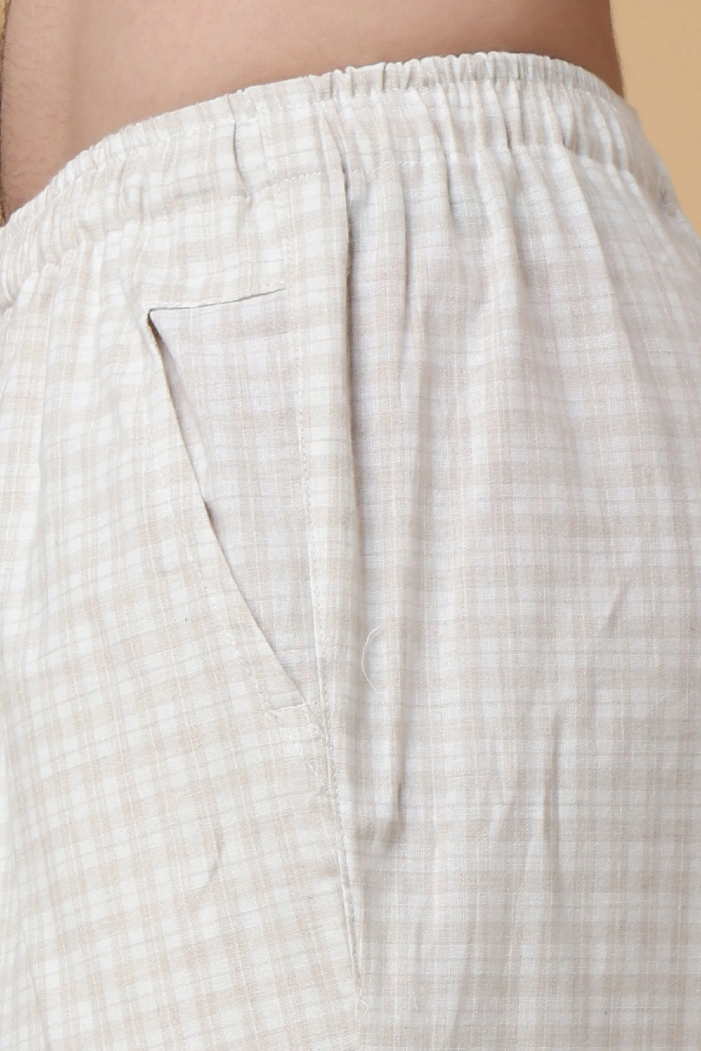 Almond Checked Cotton Pant Pajama