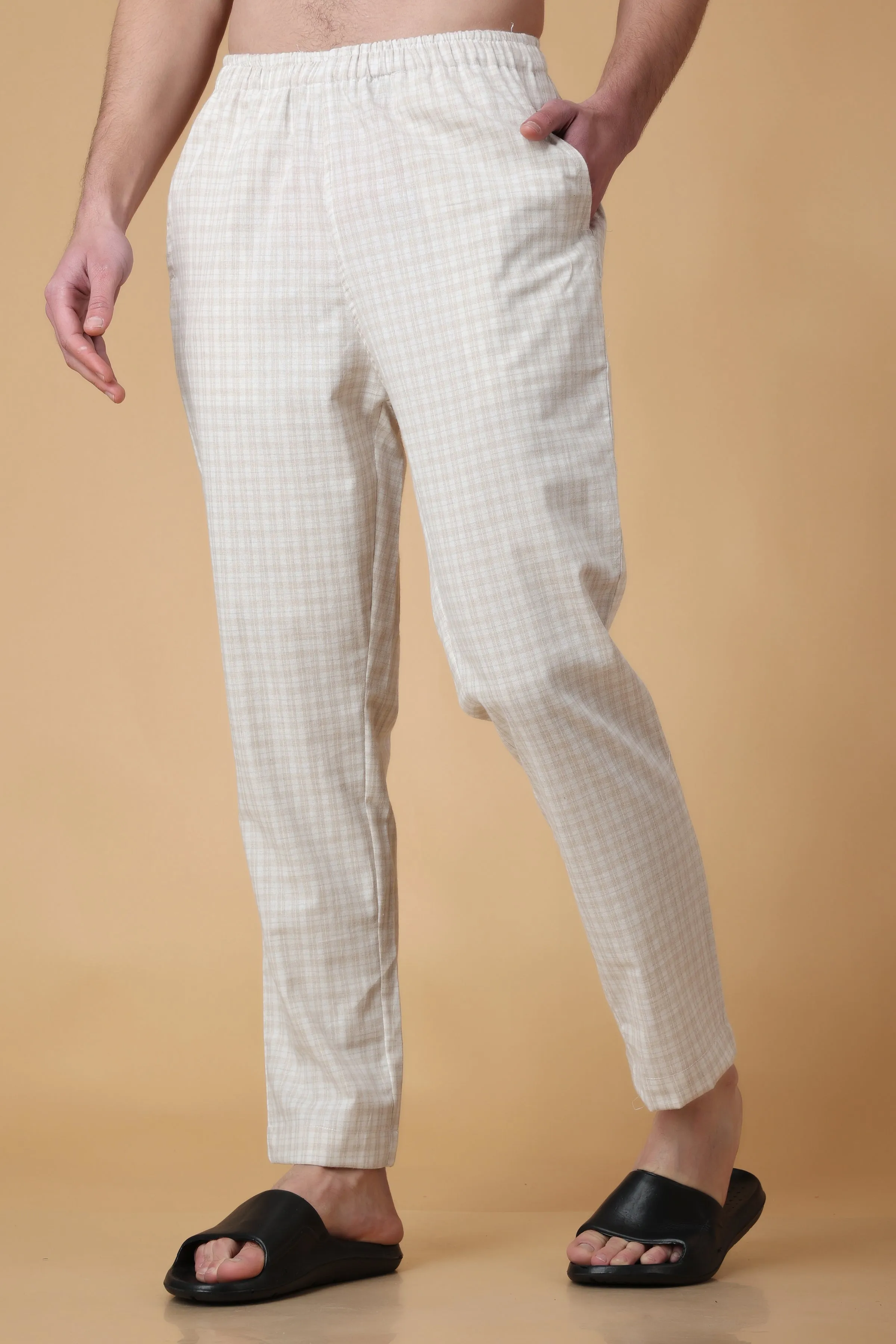 Almond Checked Cotton Pant Pajama