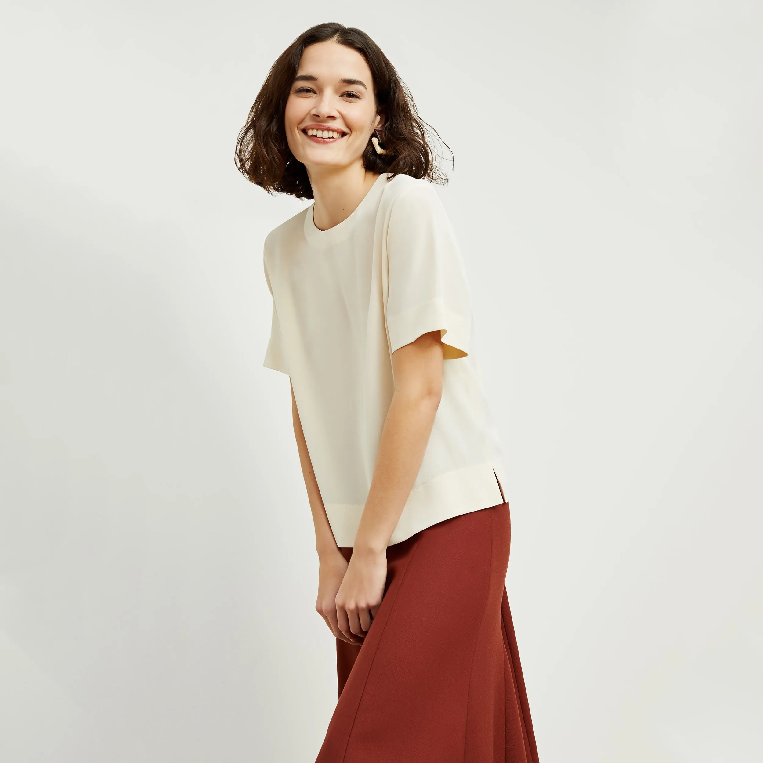 Annika Tee - Washable Silk :: Pearl