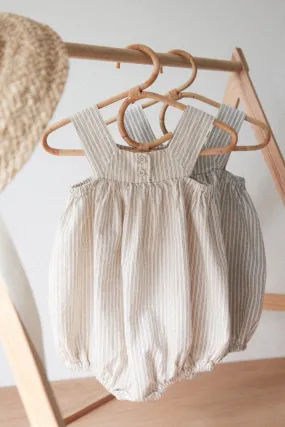 Beige Stripe Soft Cotton Romper