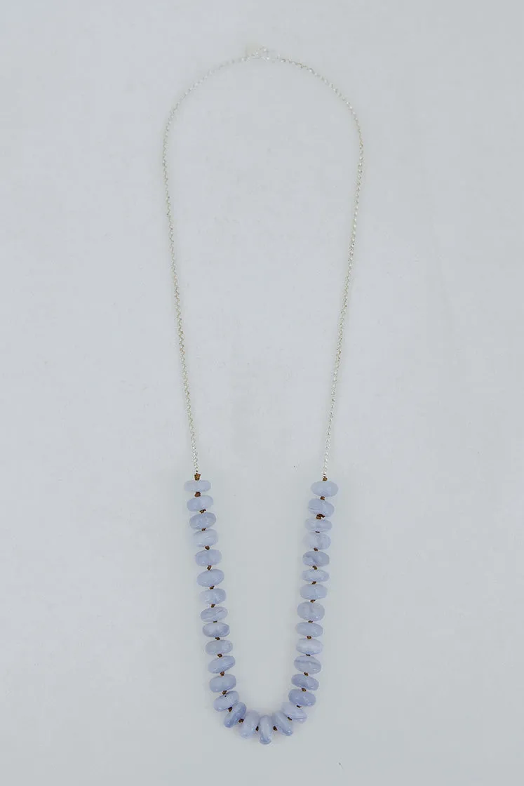 Blue Lace Agate Beaded Necklace