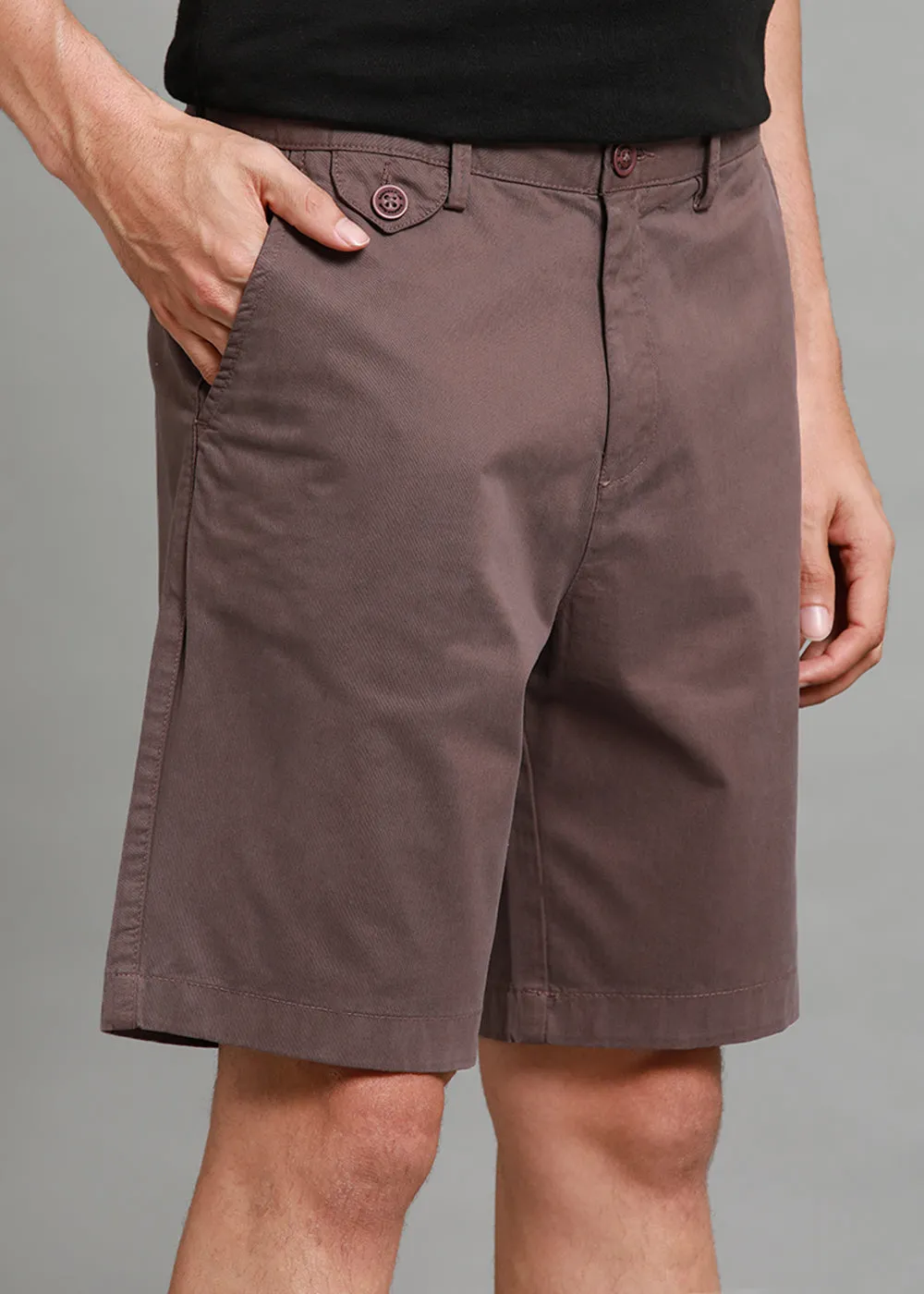 Burnt Brown Cotton Shorts