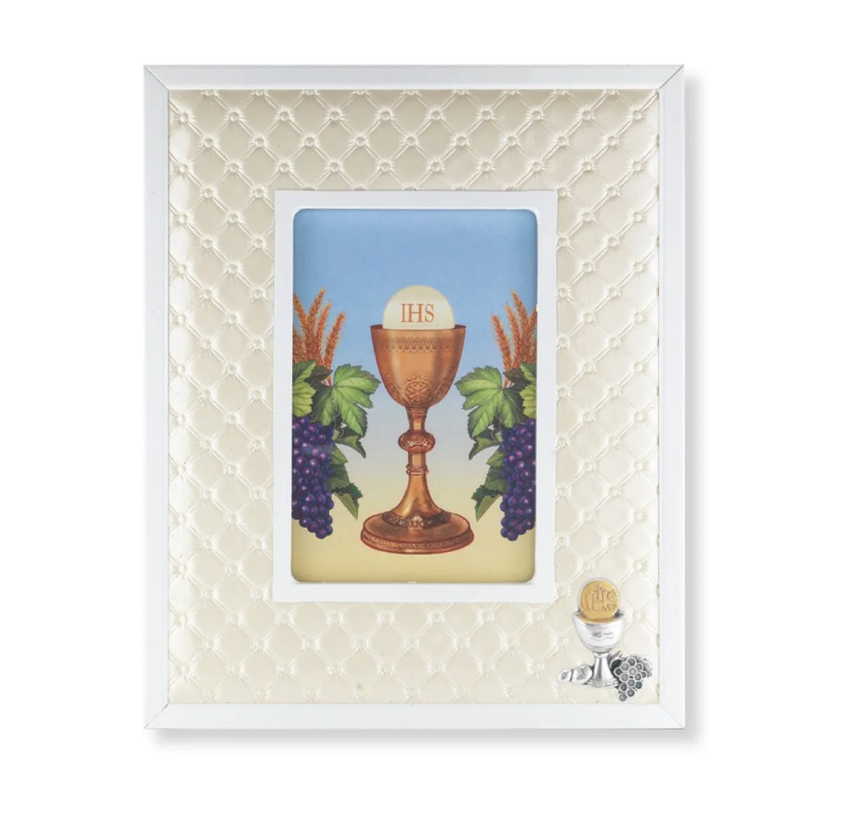 Communion Chalice White Synthetic Leather Frame