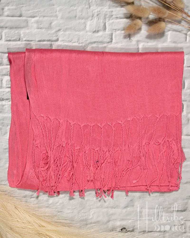 Coral Silk Blend Pashmina