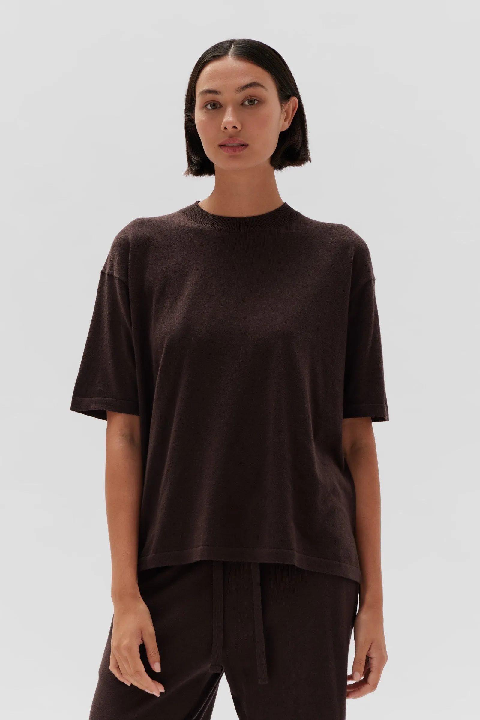 Cotton Cashmere Relaxed Tee Cocoa