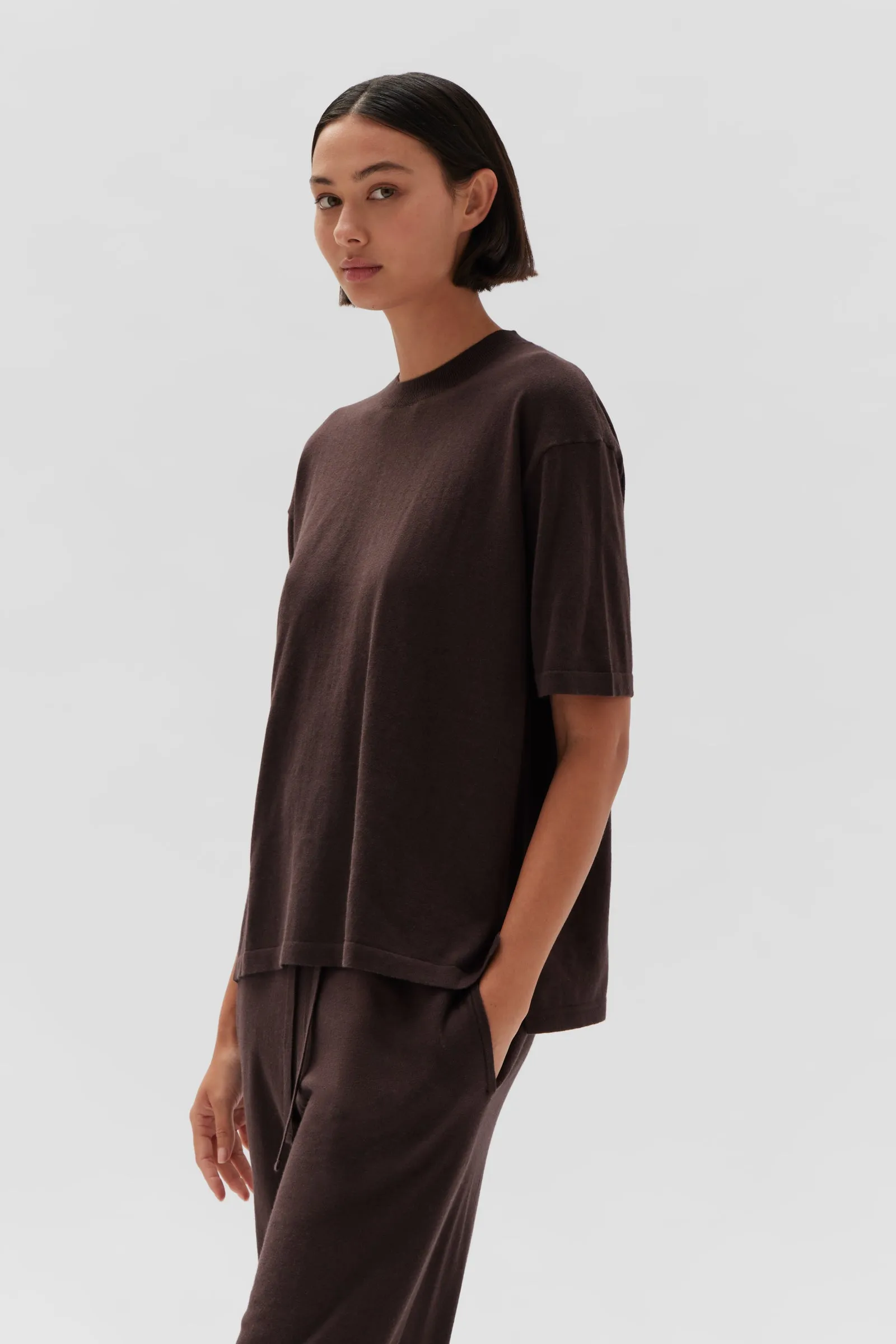 Cotton Cashmere Relaxed Tee Cocoa