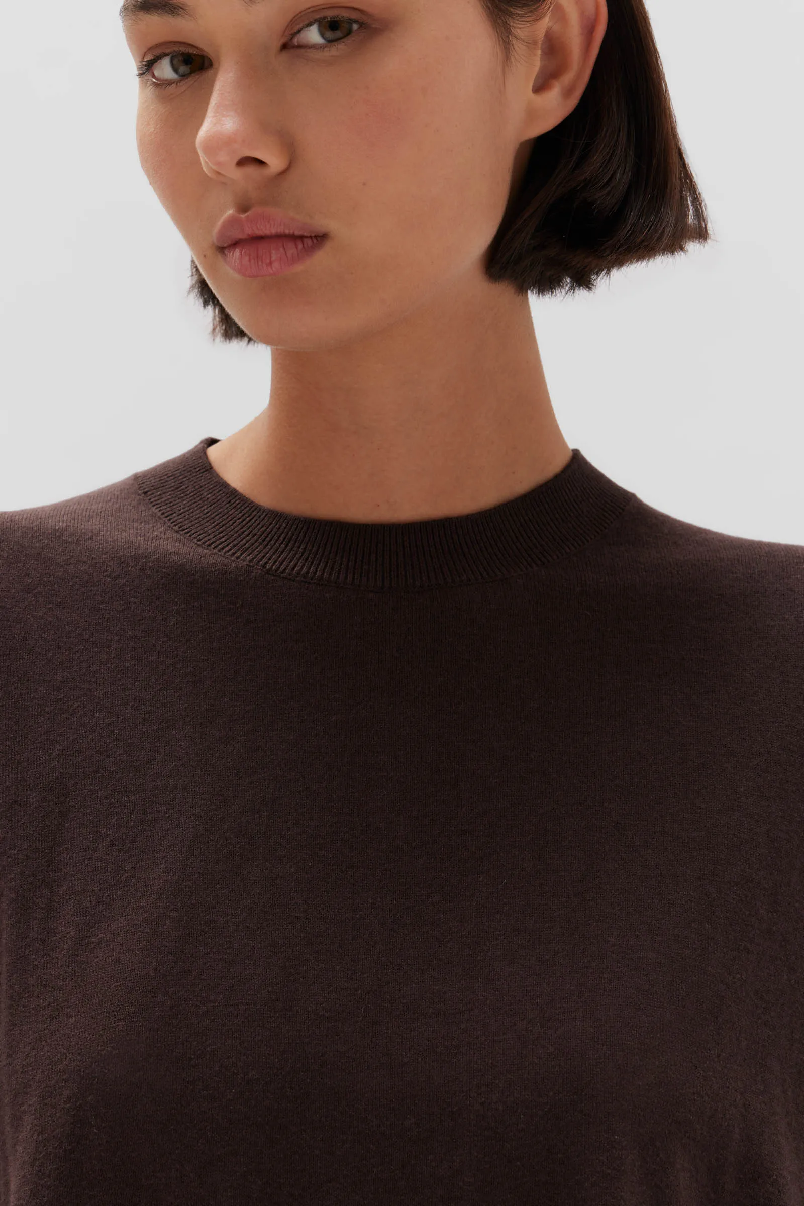 Cotton Cashmere Relaxed Tee Cocoa