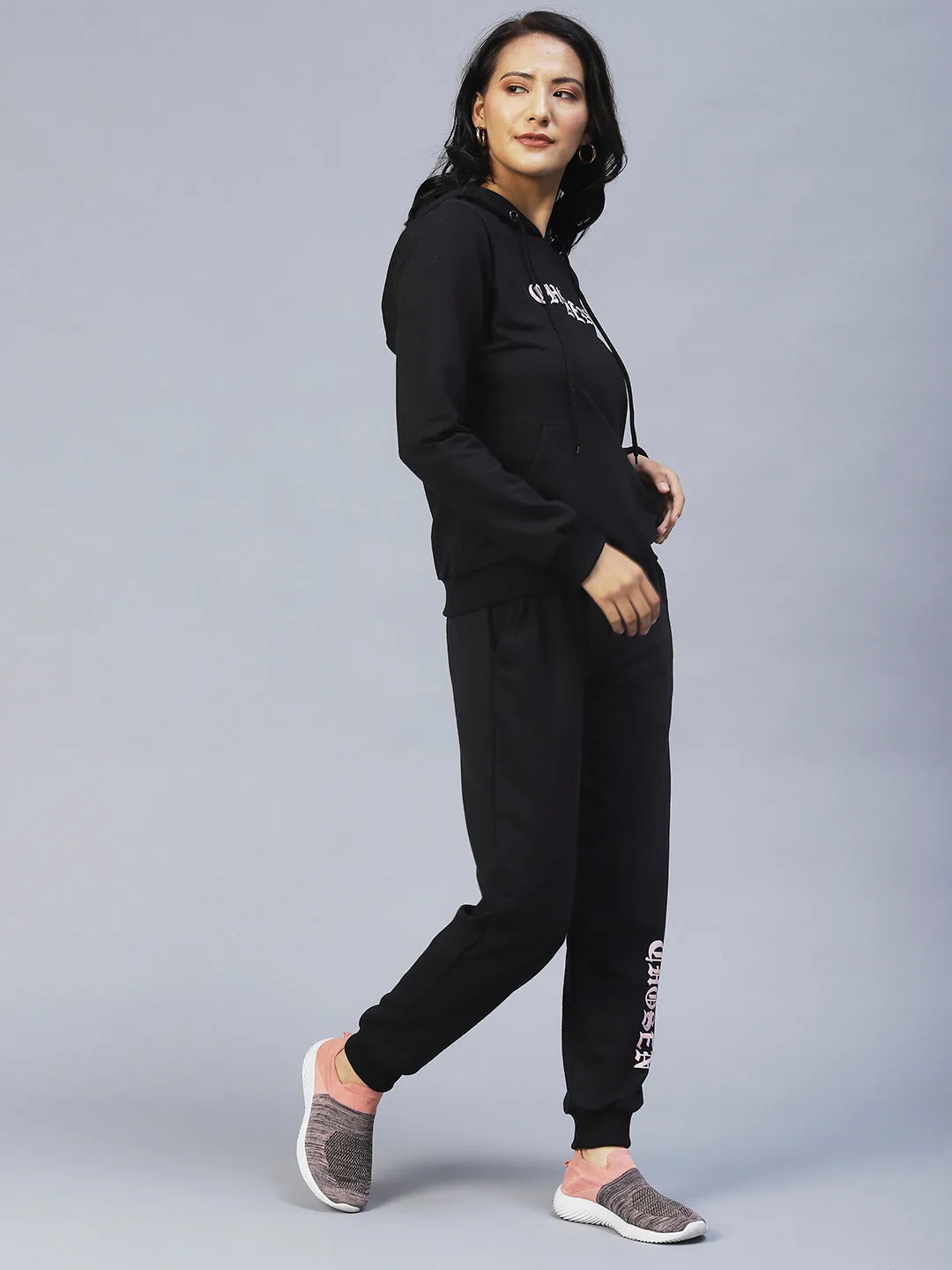 Cotton Terry Printed Hooded Tracksuit