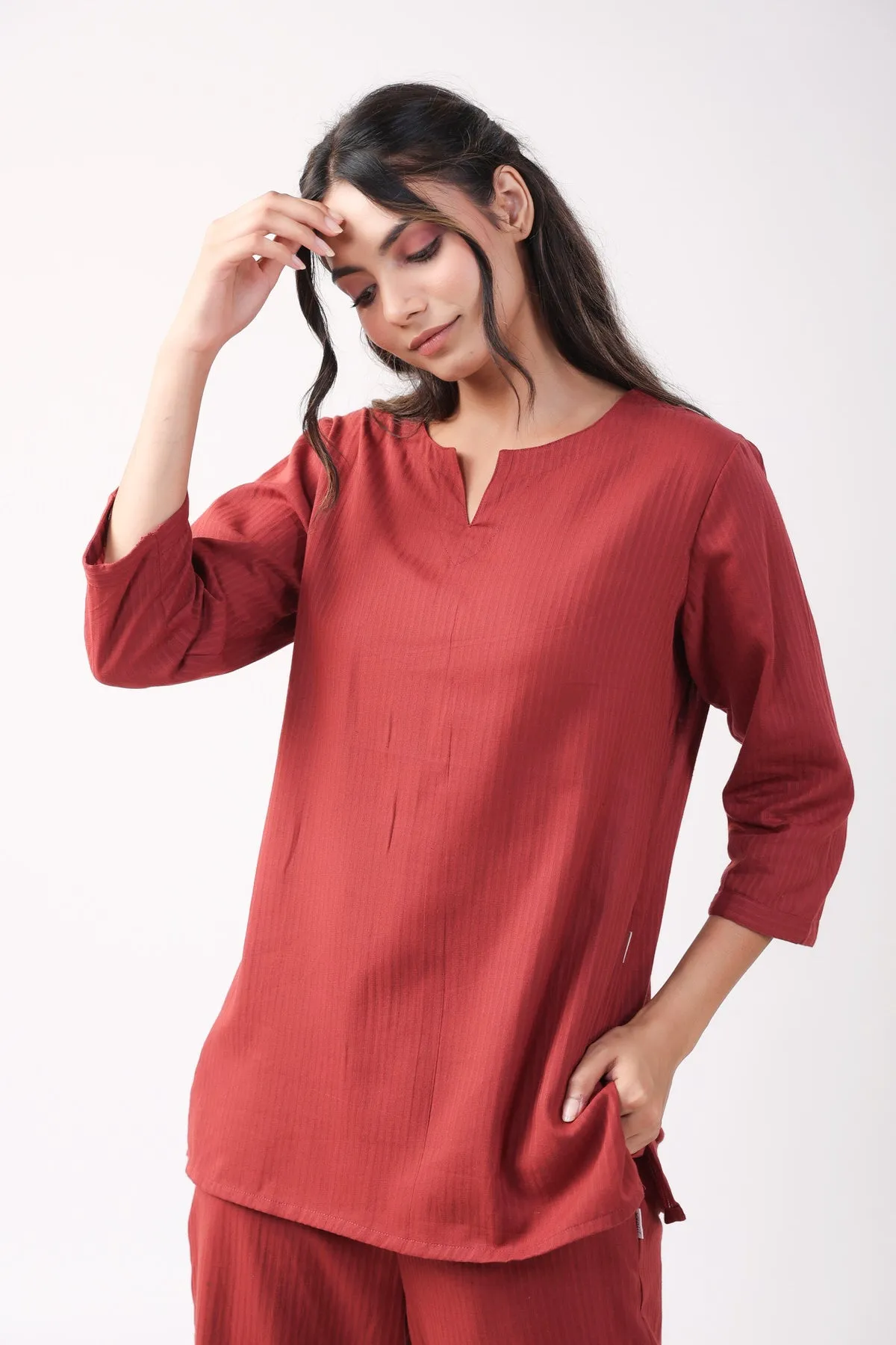 Crimson Comfort Cotton Loungewear Set