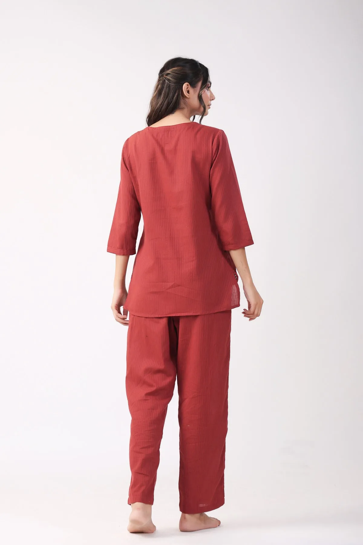 Crimson Comfort Cotton Loungewear Set