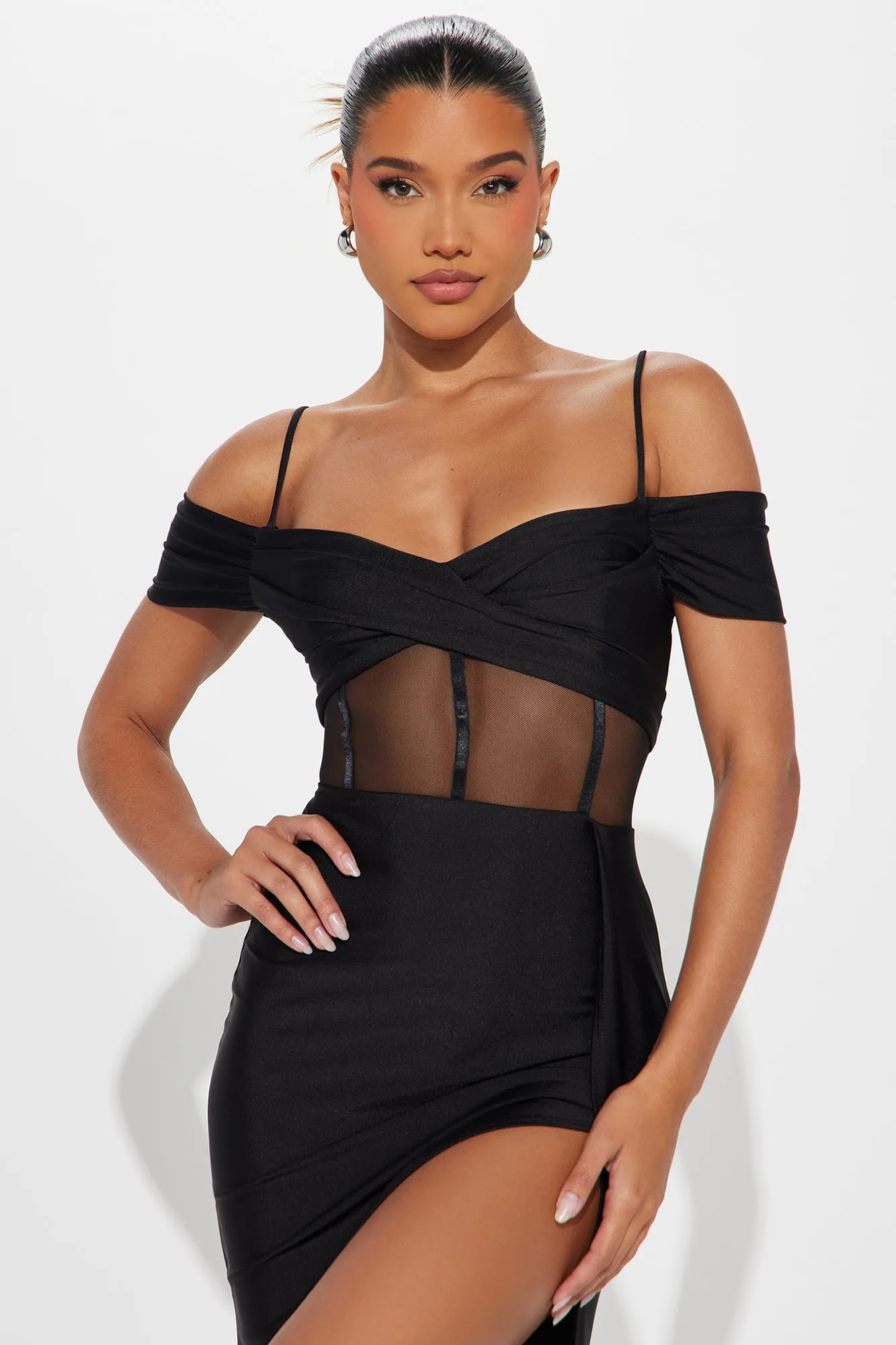 Destini Corset Waist Gown - Black