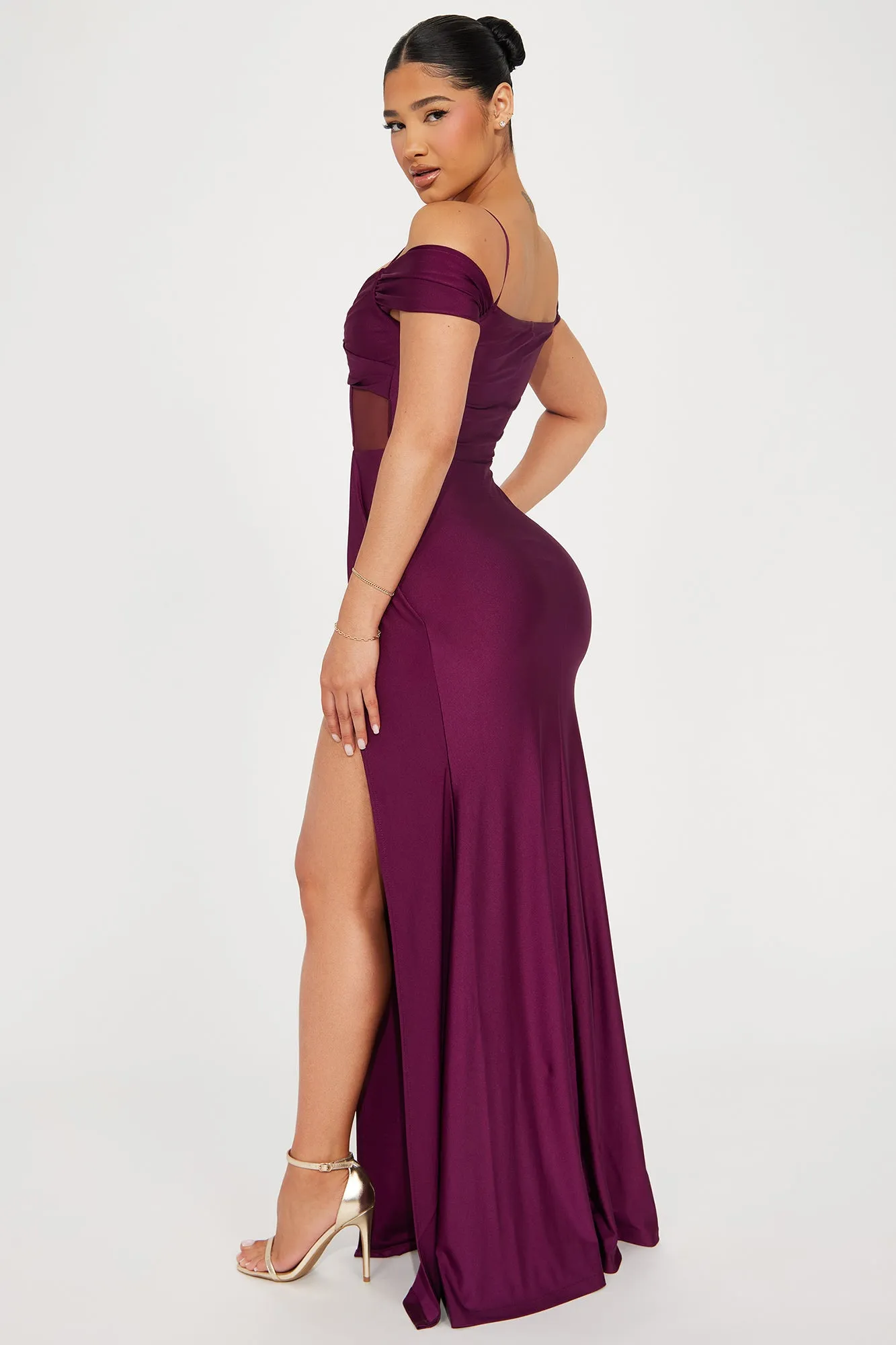 Destini Corset Waist Gown - Eggplant