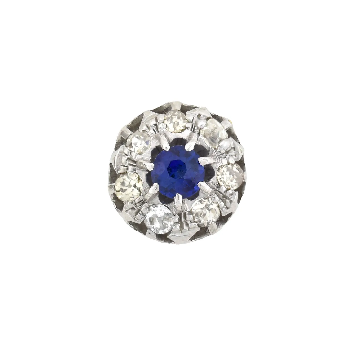 Edwardian 9kt/14kt Synthetic Sapphire   Diamond Stud Earrings