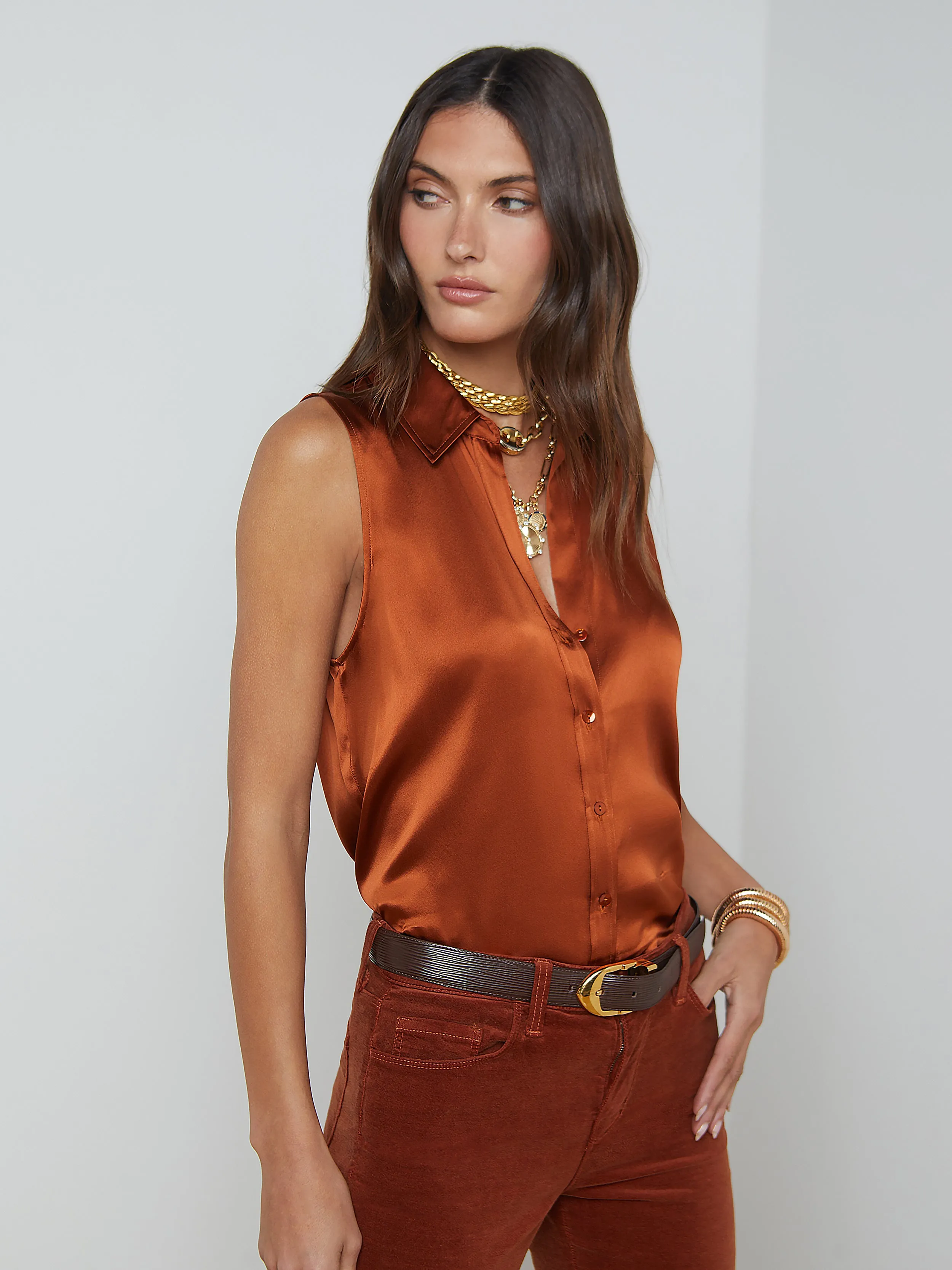 Emmy Sleeveless Silk Blouse