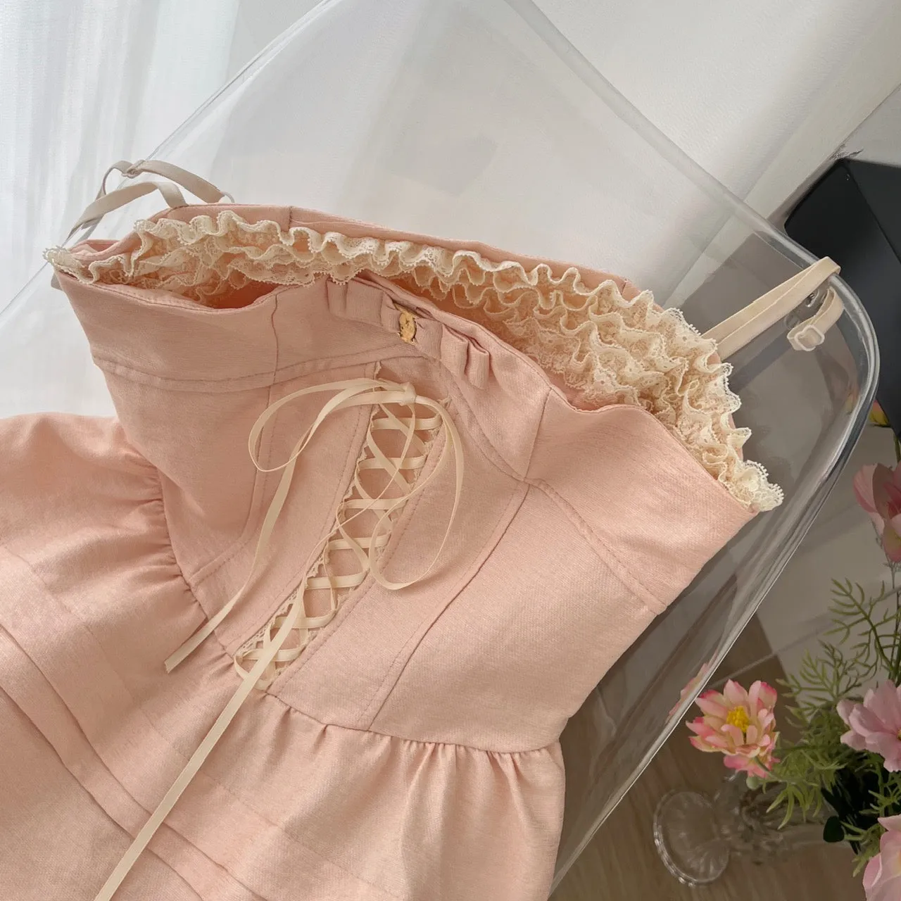 Felicity Pink Lace-Up Dress