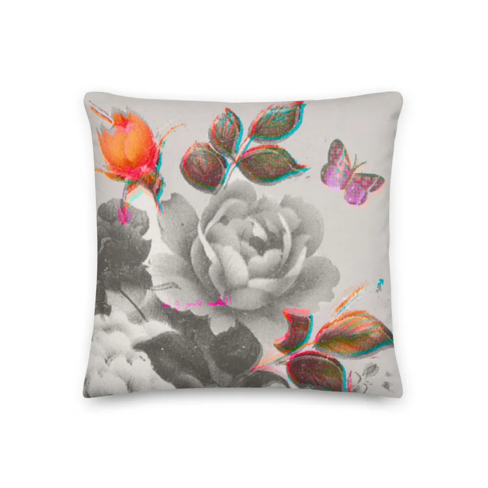 Flowers & Butterflies Grey | Cotton Cushion