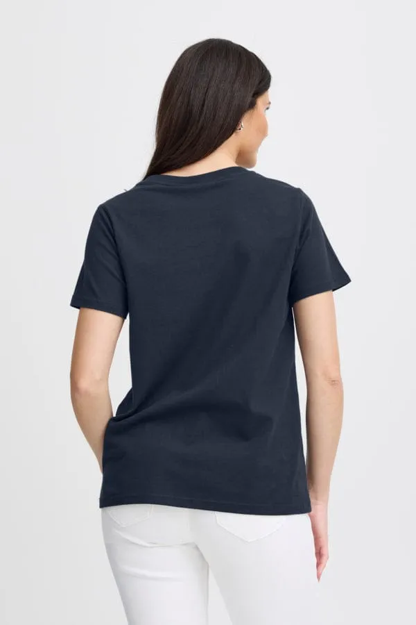 Fransa Cotton T-Shirt Navy