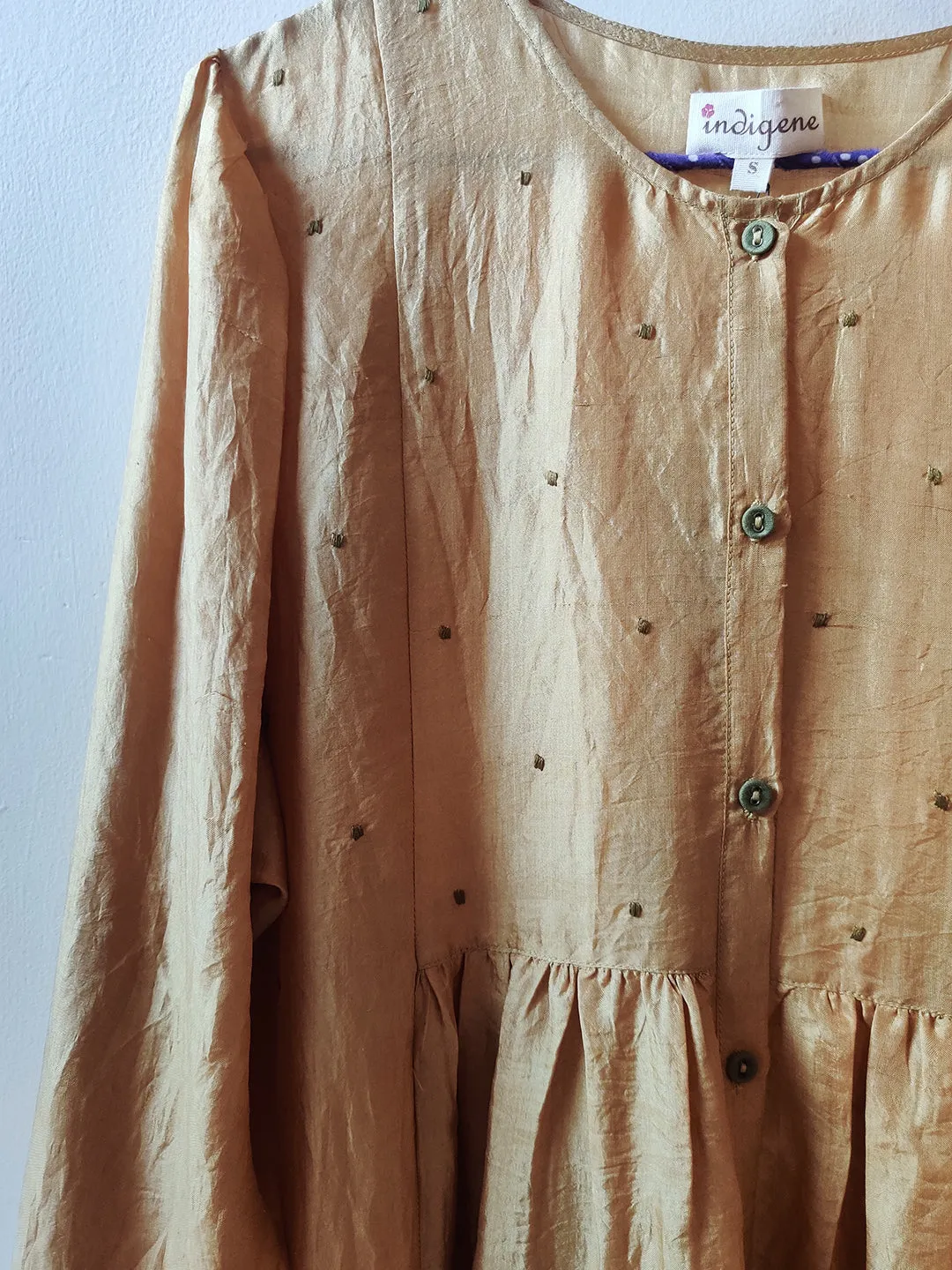 Gold Mulberry Silk Embroidered Kurta