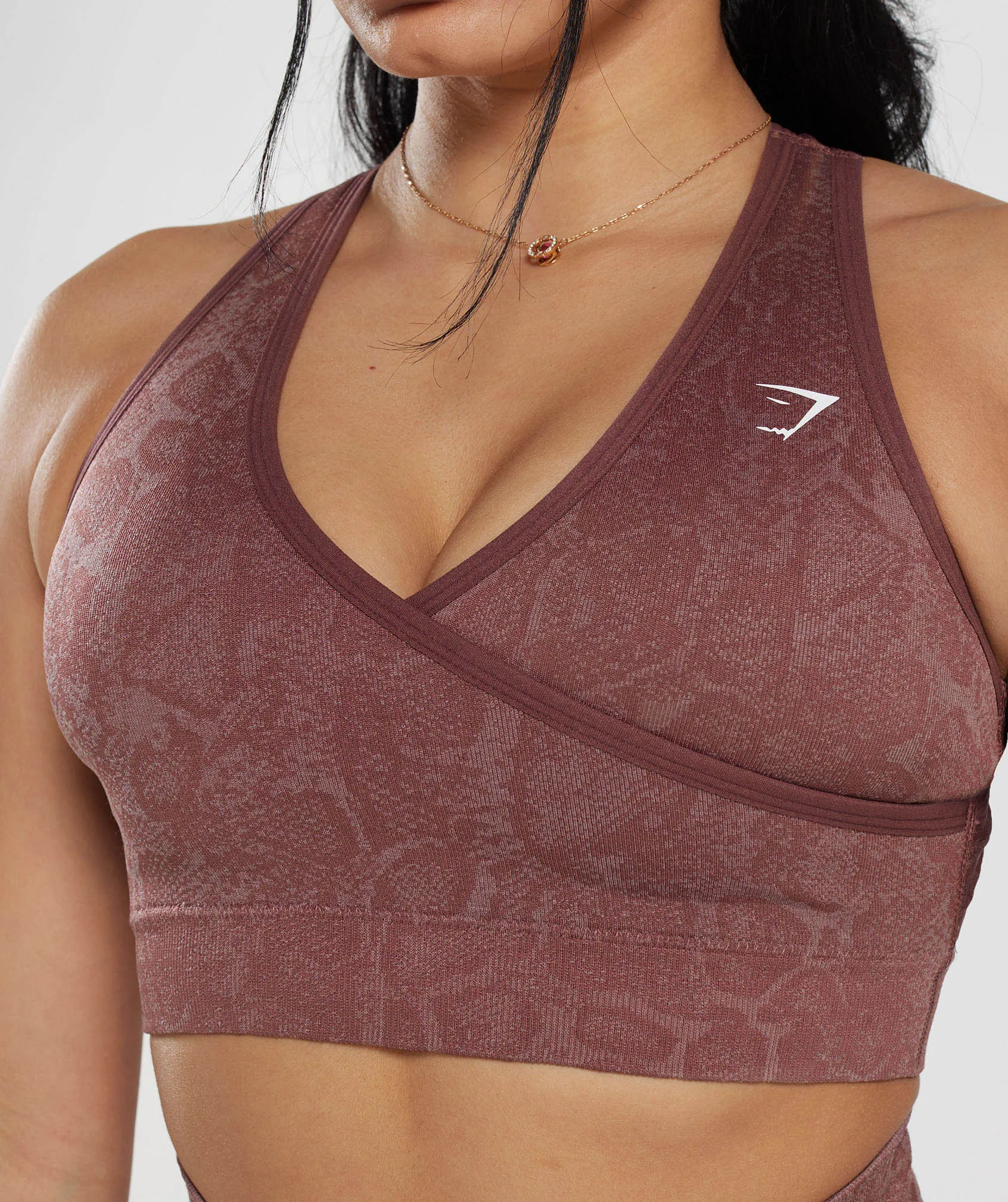 Gymshark Adapt Animal Seamless Sports Bra - Modern Blush Pink/Magenta Brown