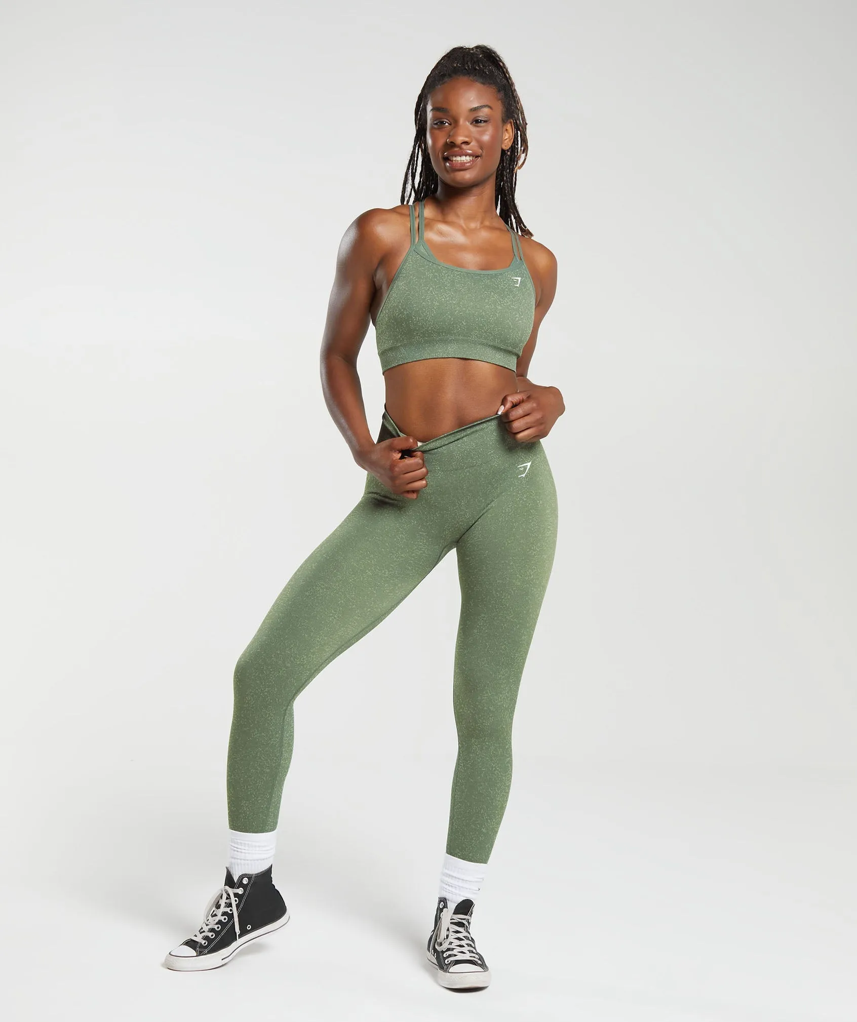 Gymshark Adapt Fleck Seamless Sports Bra - Dusk Green/Light Sage Green