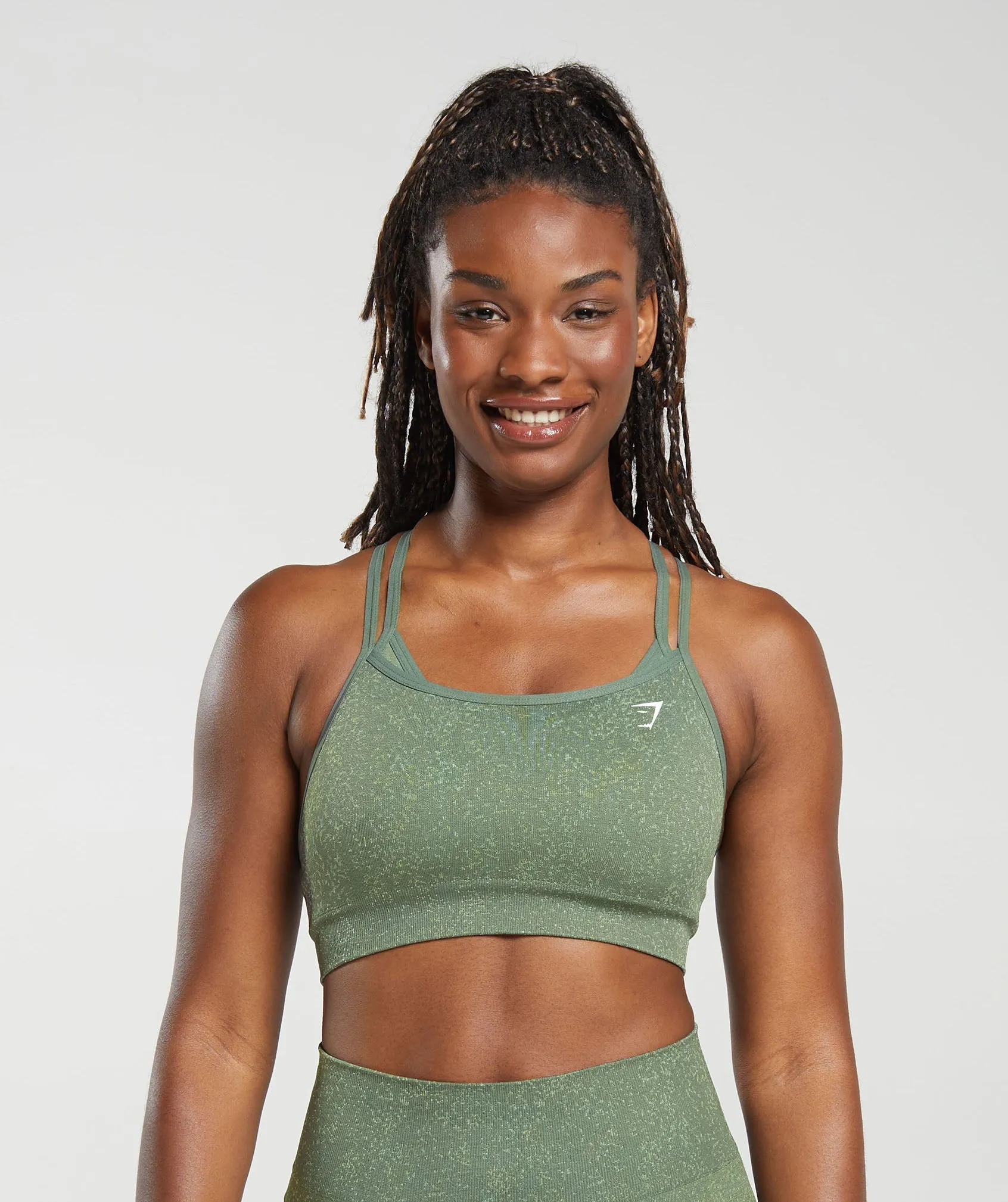 Gymshark Adapt Fleck Seamless Sports Bra - Dusk Green/Light Sage Green