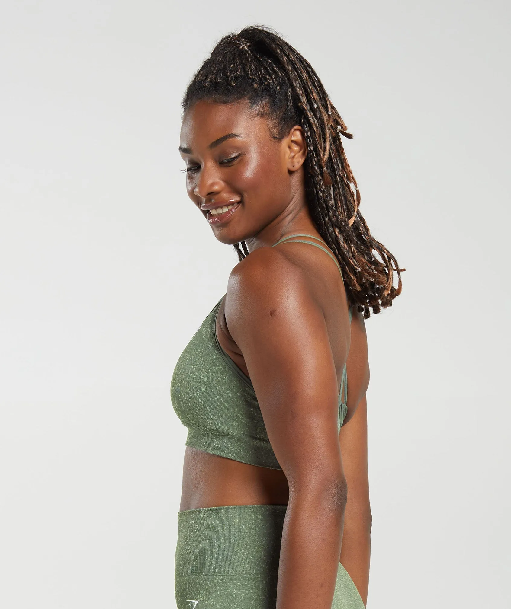 Gymshark Adapt Fleck Seamless Sports Bra - Dusk Green/Light Sage Green