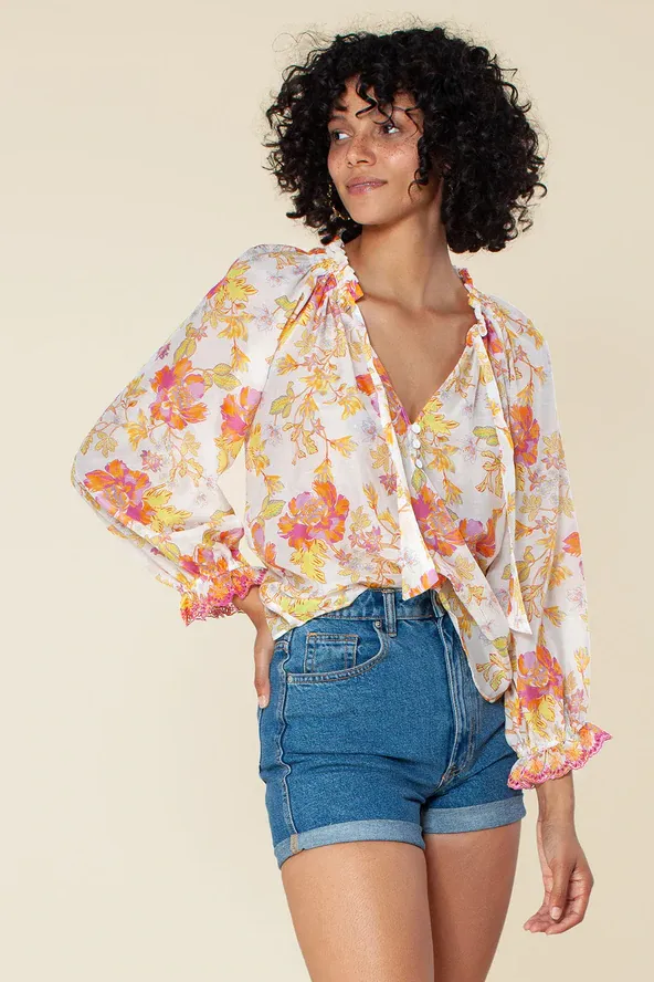 Ivory floral Wandy silk top