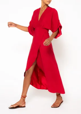 Katherine Red Silk Maxi Dress