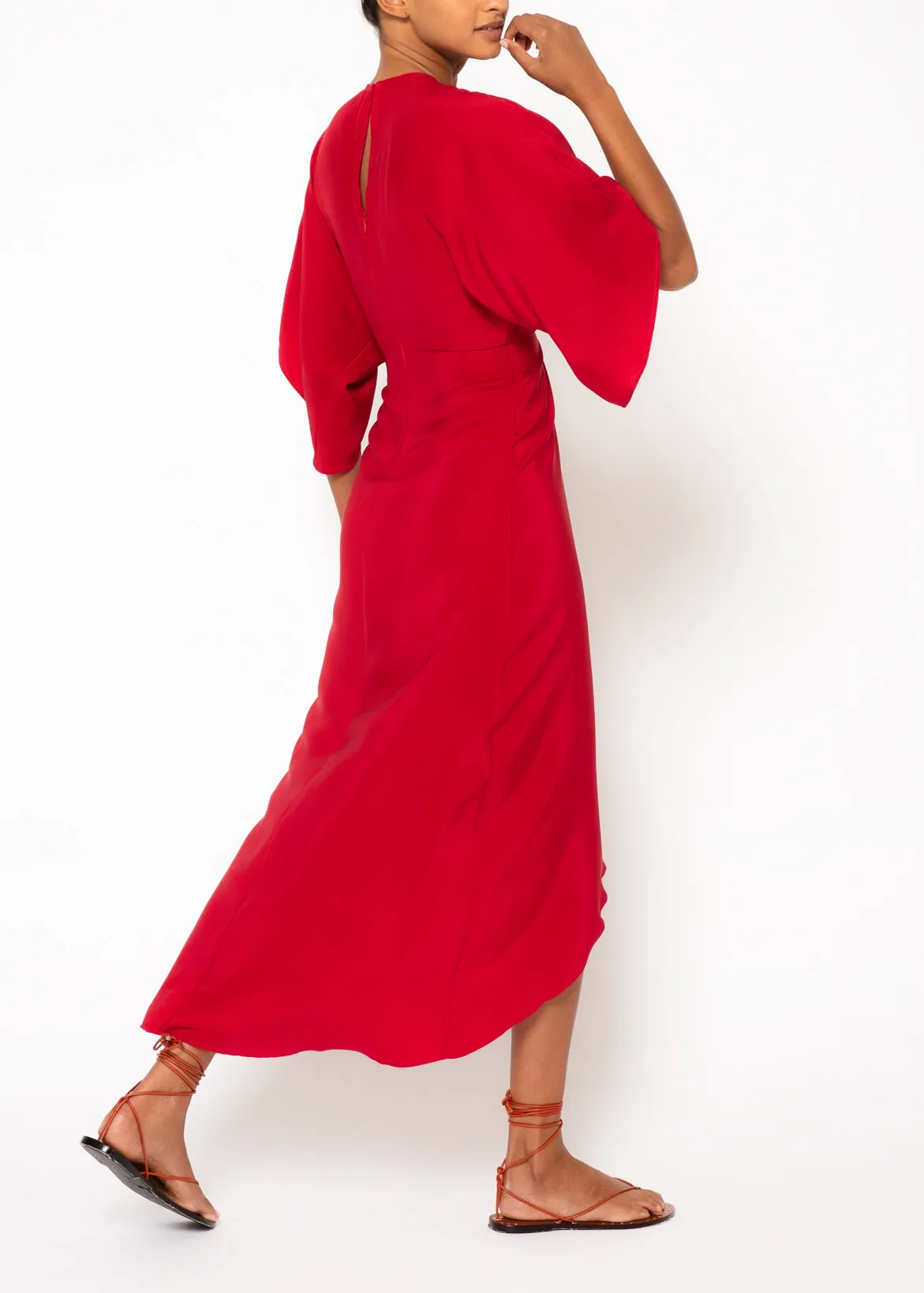 Katherine Red Silk Maxi Dress