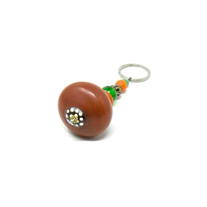 Key Chain Round | Brown Synthetic Amber & Assorted Beads