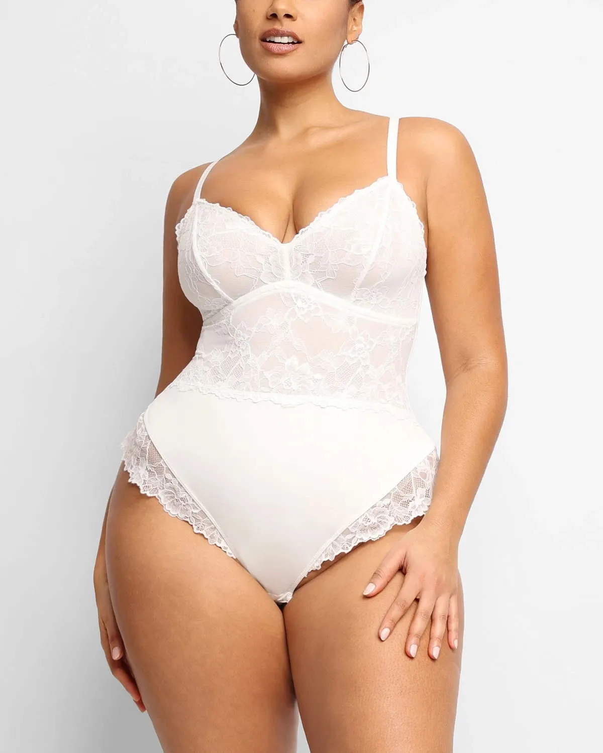 Lace Glamour Strappy Thong Bodysuit