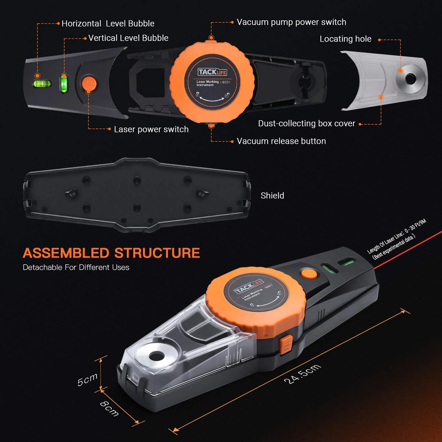 Laser Marking Instrument For Hanging with Bubble Level