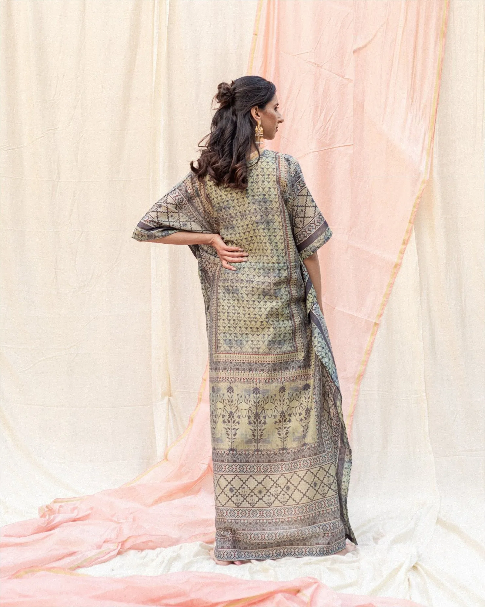 Light Grey Silk Premium Kaftan