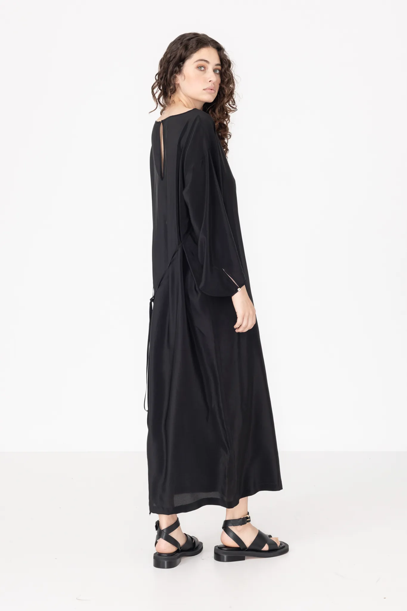 Line Dress | Black | Silk