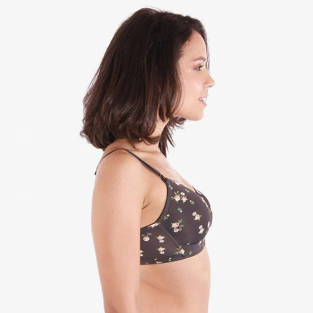 Maia Microfibre Nursing Bra Grey Floral