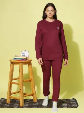 Maroon Hosiery Cotton Track Suit