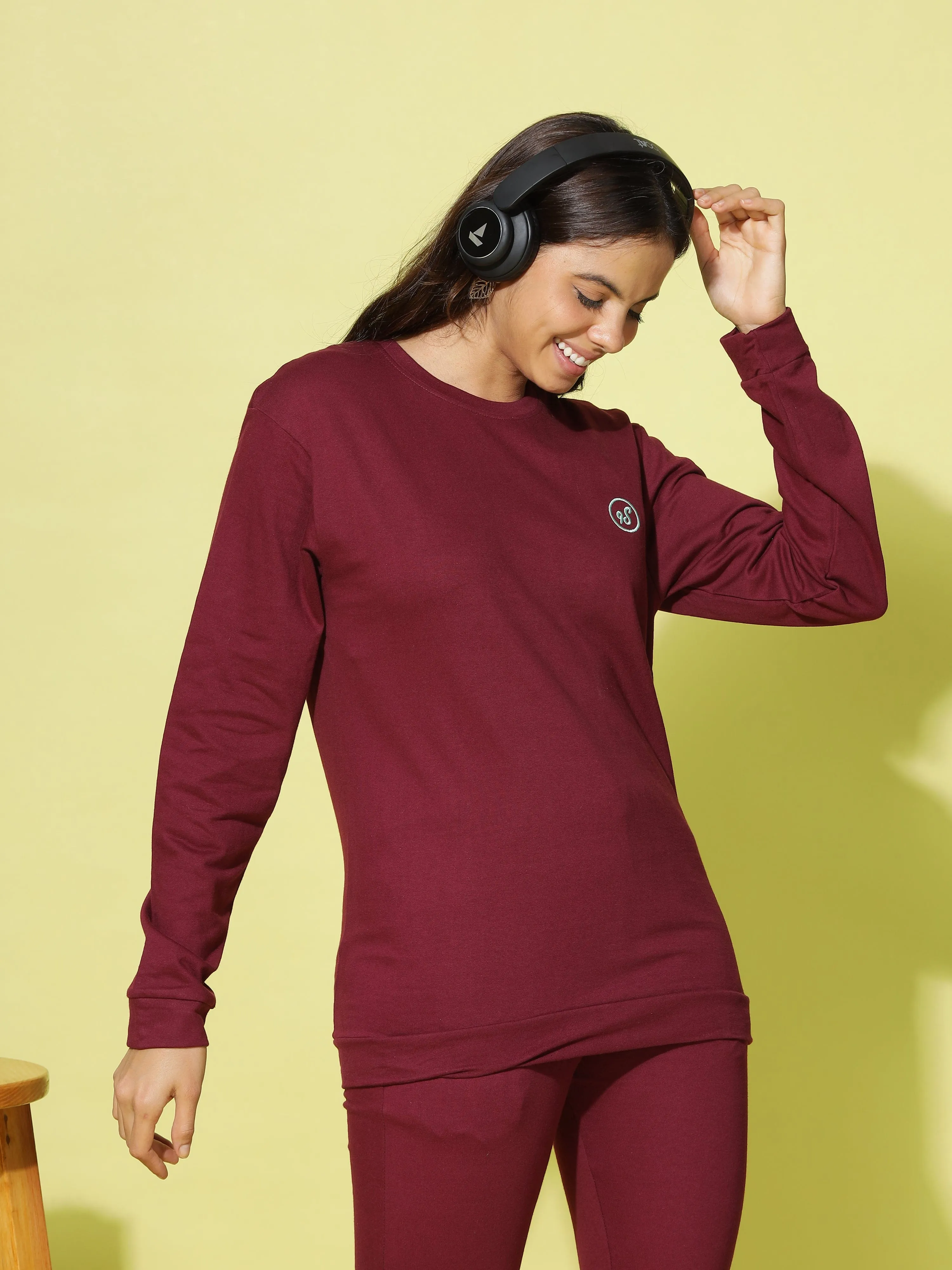 Maroon Hosiery Cotton Track Suit