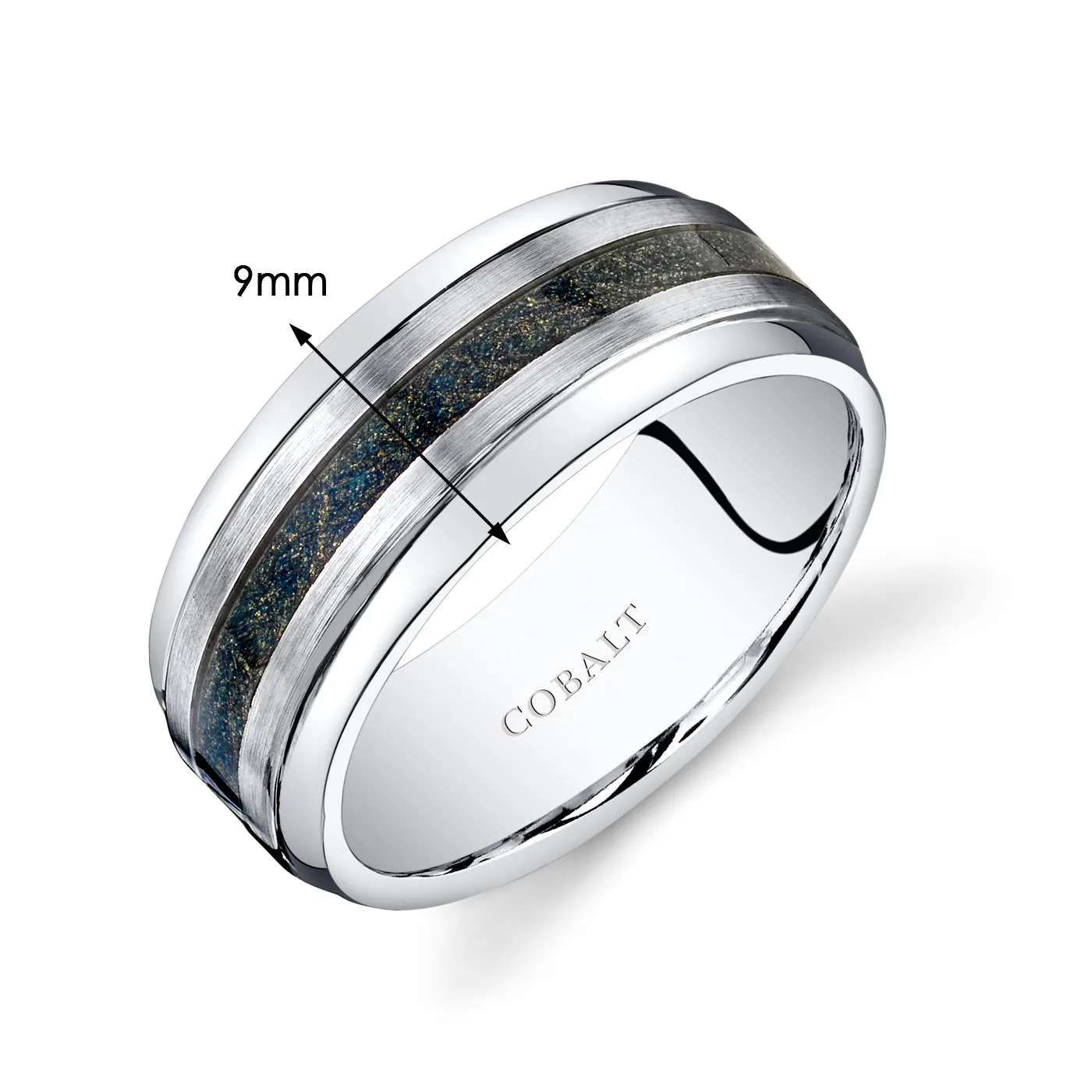 Mens 9mm Cobalt Band Carbon Fiber Size 8