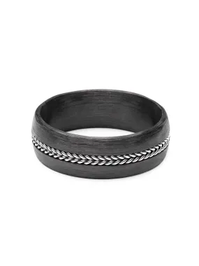 Men's Carbon Fiber Ring with Chain Detail