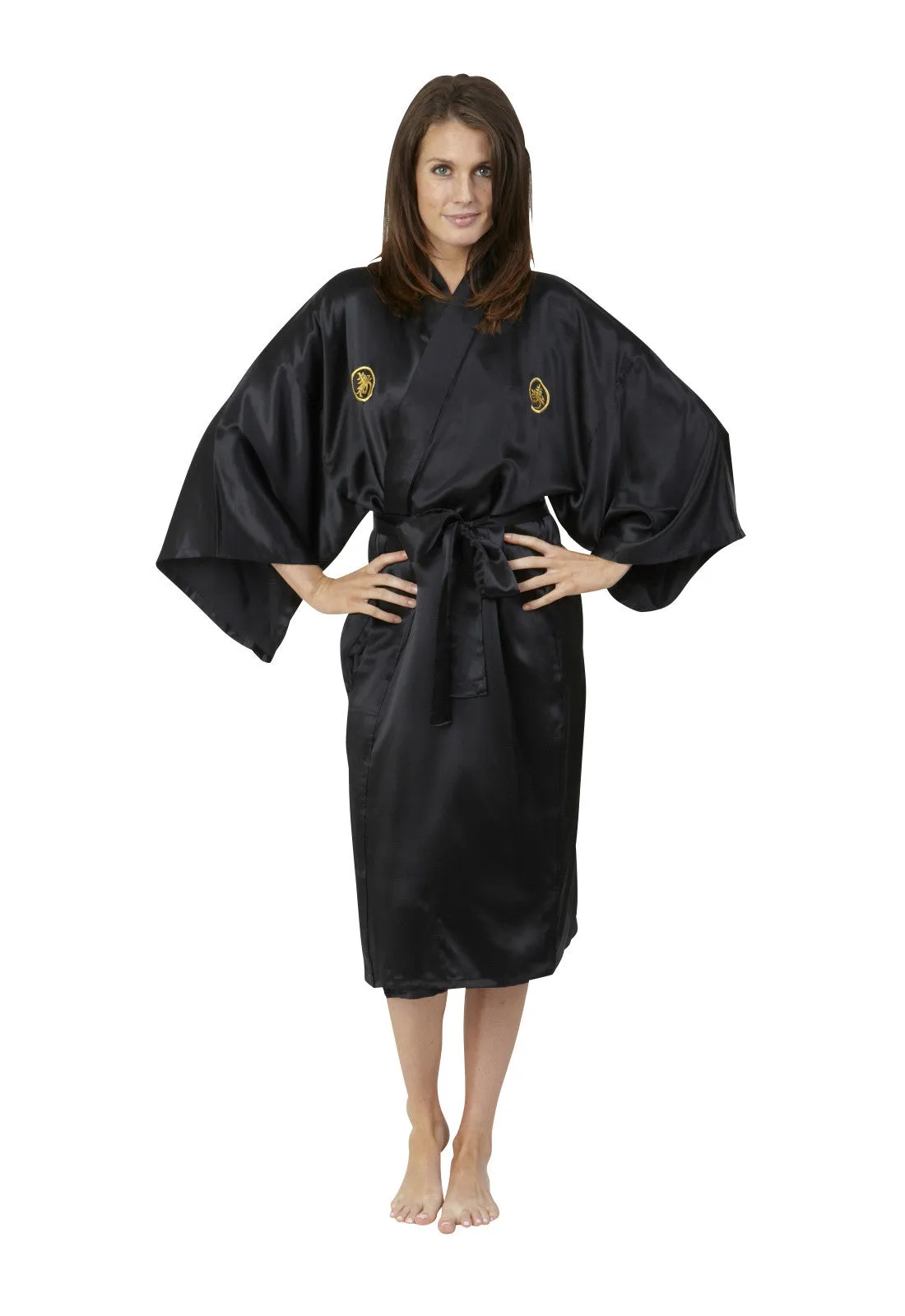 Mitsumon Womens Short Silk Kimono