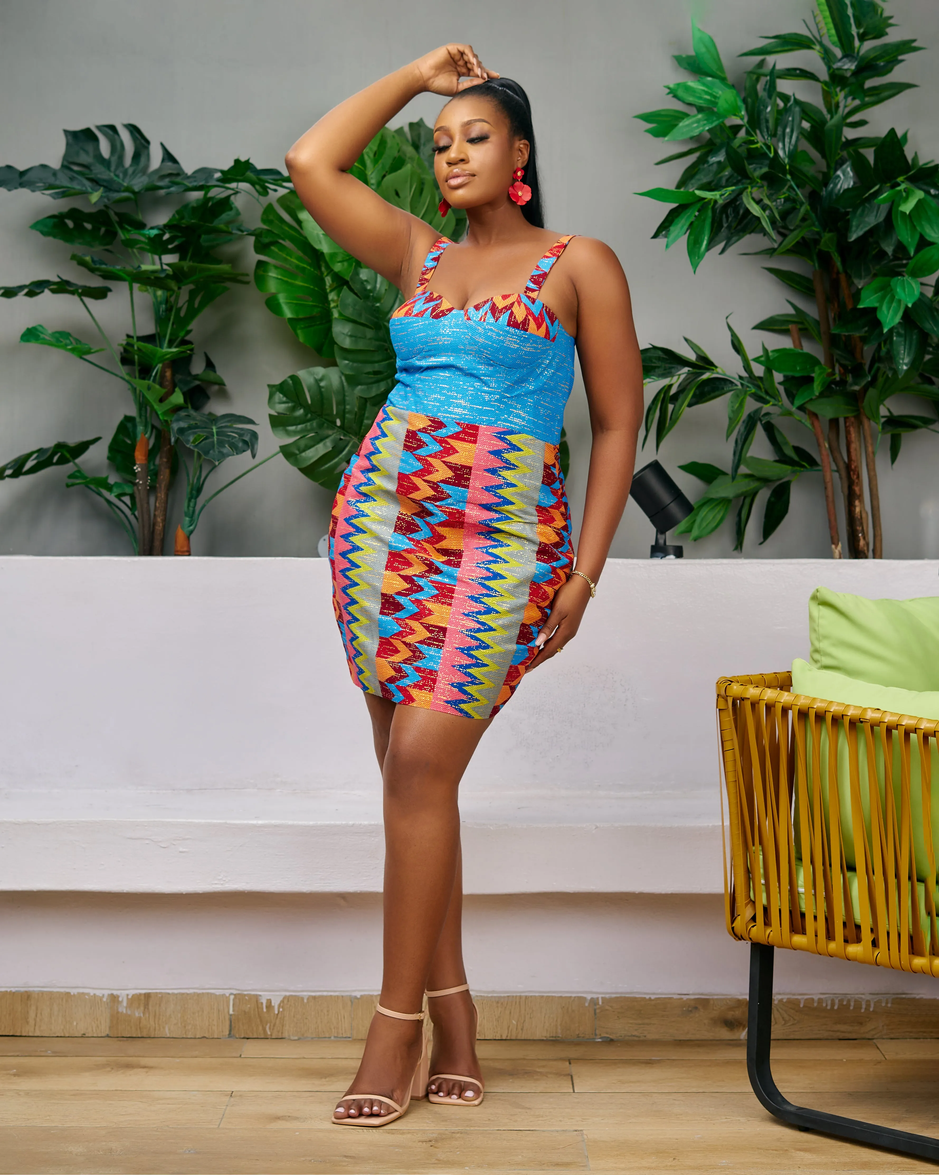 New in African Print Kente Corset Mini Dress - Nkem