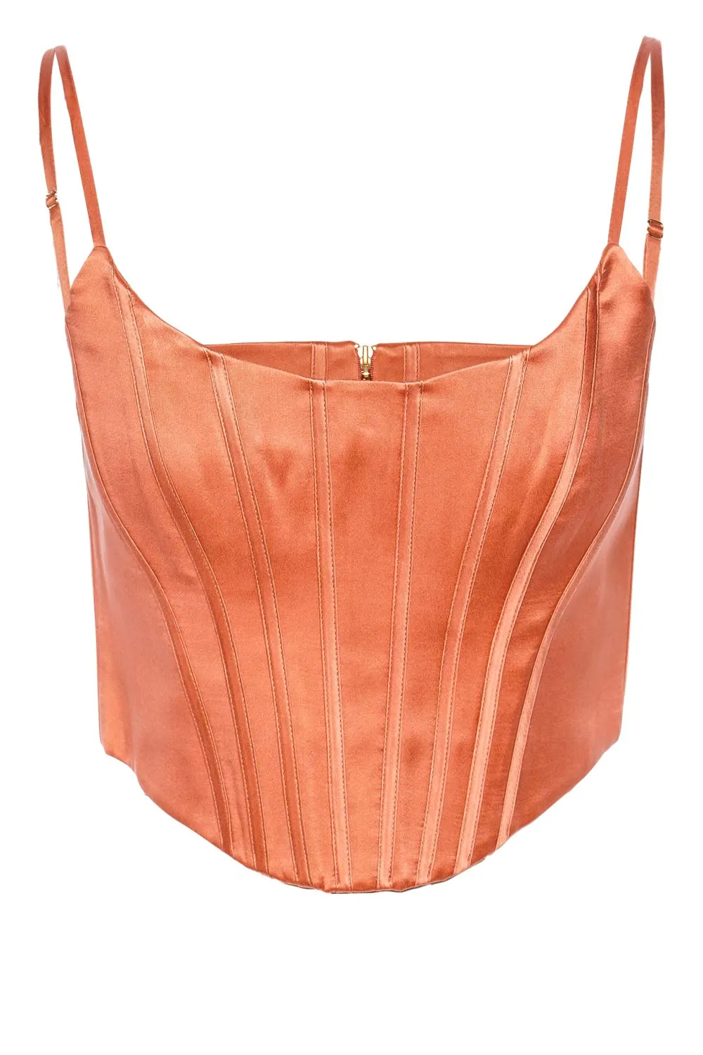 Papaya Silk Corset Cropped Top