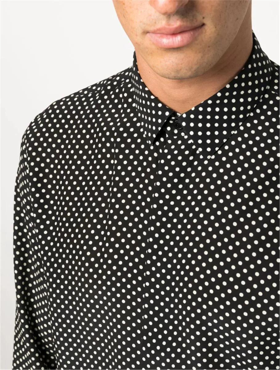 POLKA-DOT PRINT SILK SHIRT