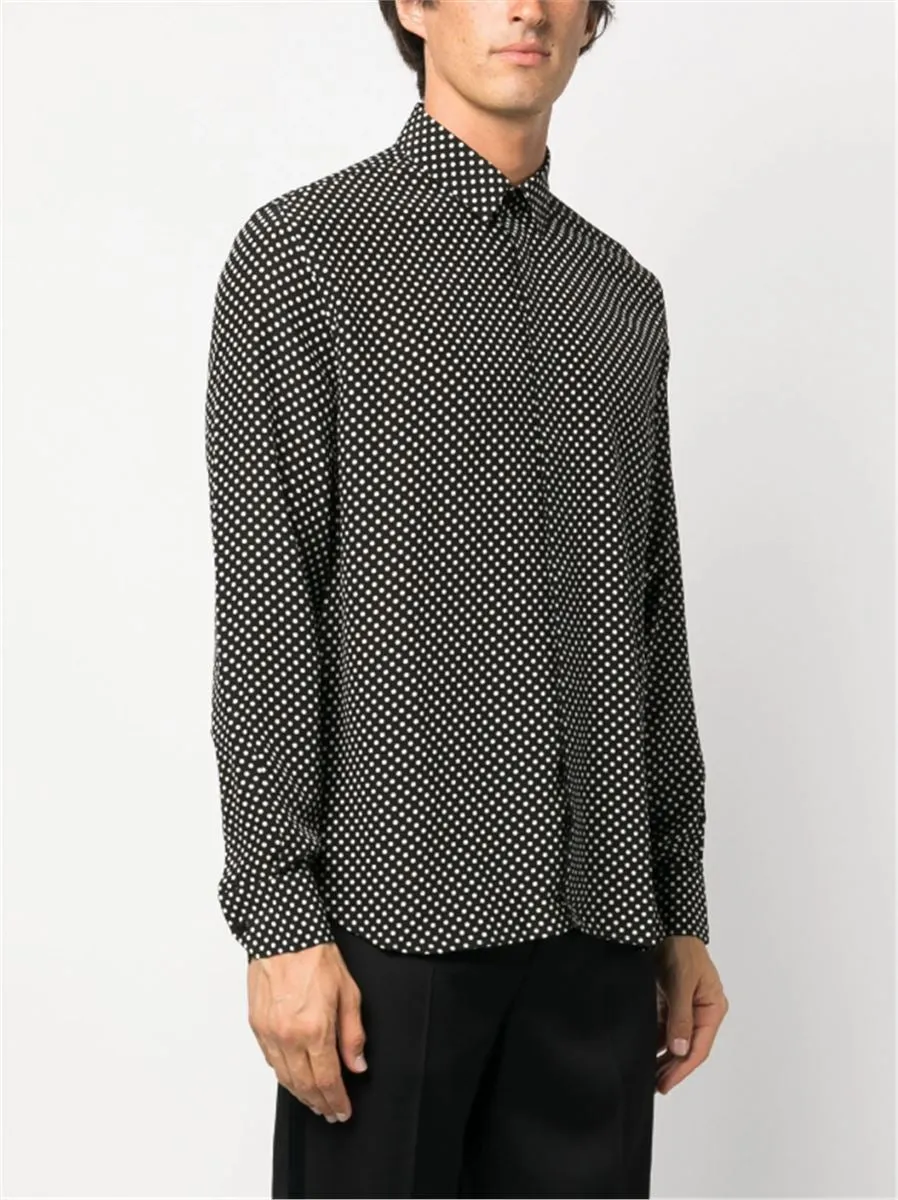 POLKA-DOT PRINT SILK SHIRT