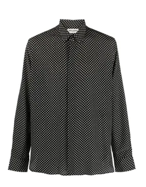 POLKA-DOT PRINT SILK SHIRT