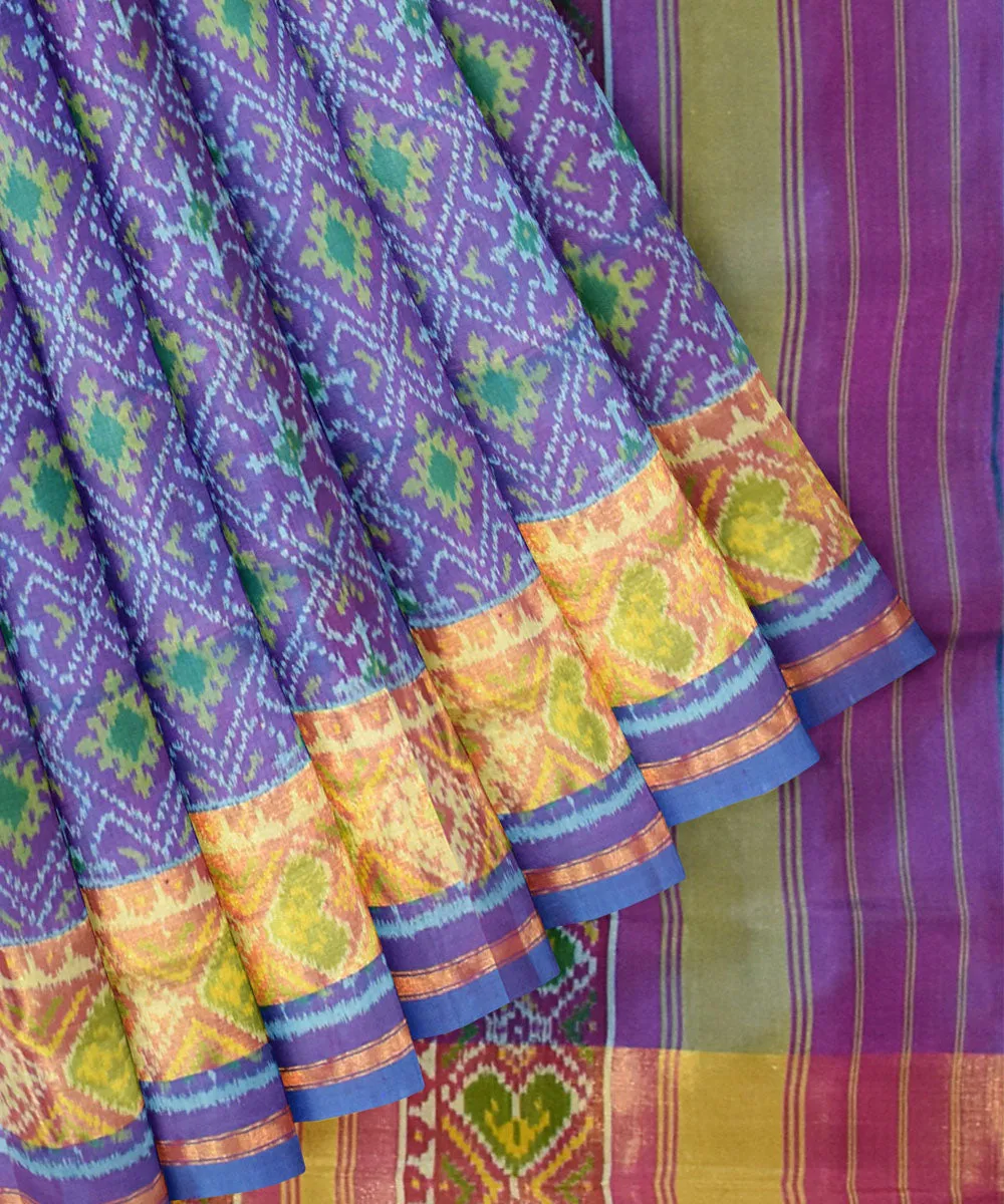 Purple silk handloom patola saree